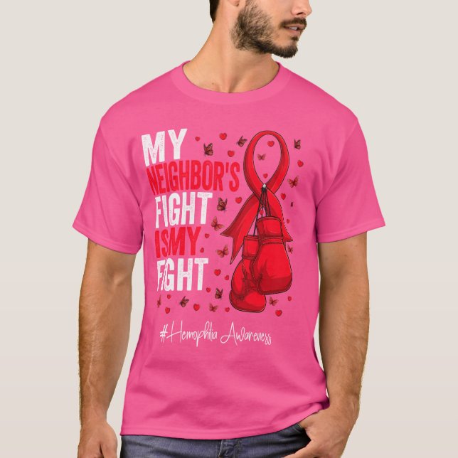 Red Ribbon grannbor Hemophilia Awareness T Shirt (Framsida)
