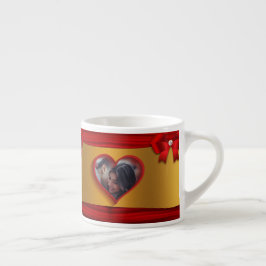 Red Ribbon Guld Hearts Photo Valentines day Espres Espressomugg