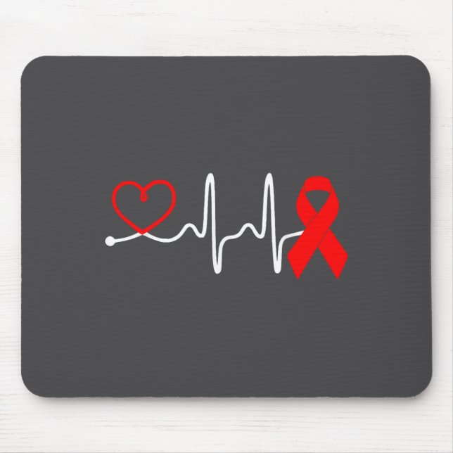 Red Ribbon Heartbeat Design For Heart Disease Awar Musmatta (Framsidan)