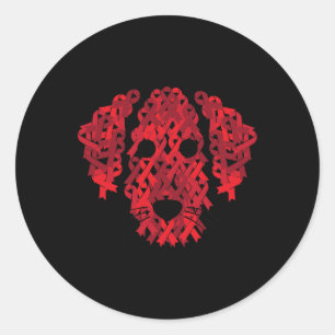 Red Ribbon HIV Aids Brain Aneurysm Hund Awareness Runt Klistermärke