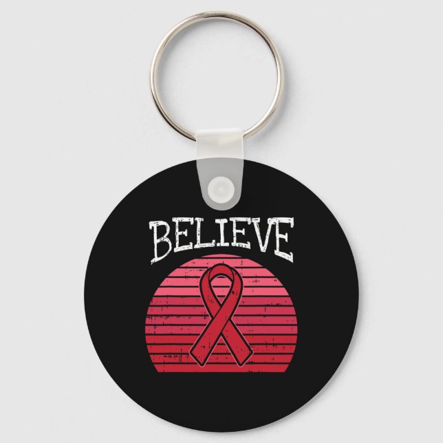 Red Ribbon HIV Aids Brain Aneurysm Stroke Awarenes Nyckelring (Framsida)