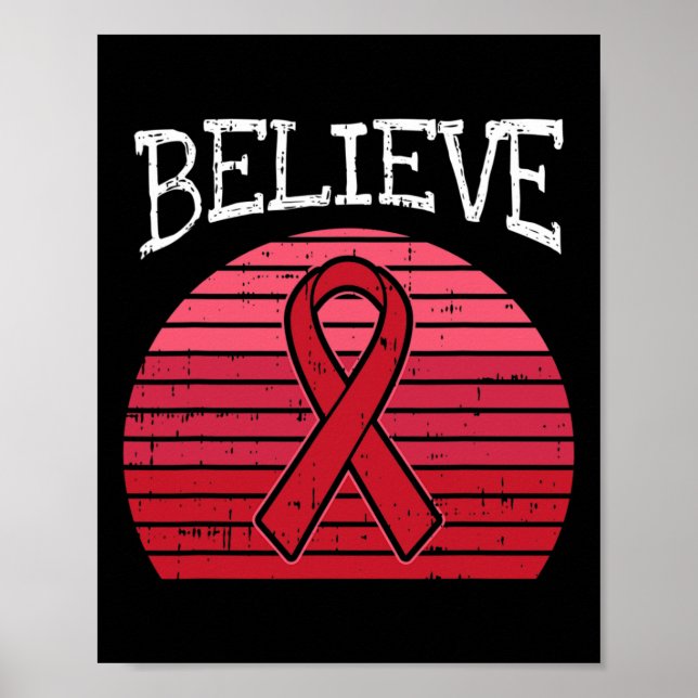 Red Ribbon Hiv Aids Brain Aneurysm Stroke Awarenes Poster (Framsidan)