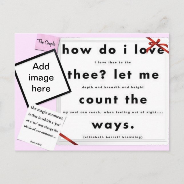 Red Ribbon How Do I Kärlek Thee? Vykort (Framsida)