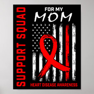 Red Ribbon Mamma Heart Disease Awareness Flagga Gr Poster