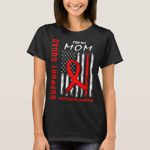 Red Ribbon Mamma Heart Disease Awareness Flagga Gr T Shirt