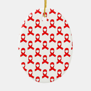 Red Ribbon Mönster Julgransprydnad Keramik
