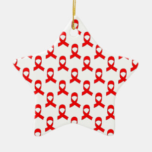 Red Ribbon Mönster Julgransprydnad Keramik