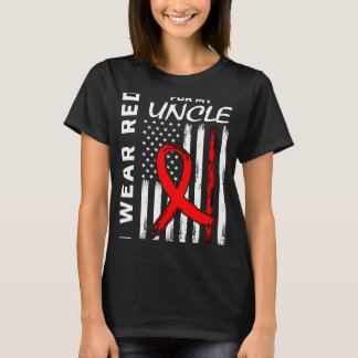 Red Ribbon Onkel Heart Disease Awareness American T Shirt