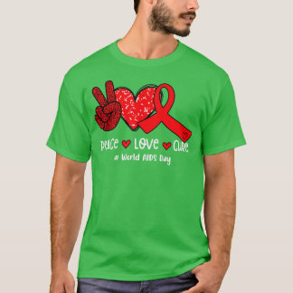 Red Ribbon Peace Kärlek Cure World AIDS Day T Shirt