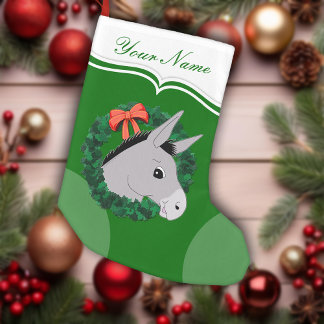 Red Ribbon Personlig för helgdag WAN Donkey Red Liten Julstrumpa