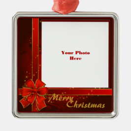 Red Ribbon Photo Ram Julgransprydnad Metall