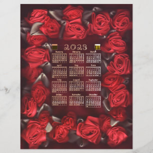 Red Ribbon Ro Gräns 2023 Calendar Brev Storlek