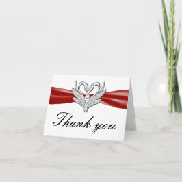 Red Ribbon Silver Svanar tackkort