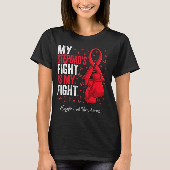 Red Ribbon Stepdad Congestive Heart Failure Awaren T Shirt (Framsida)