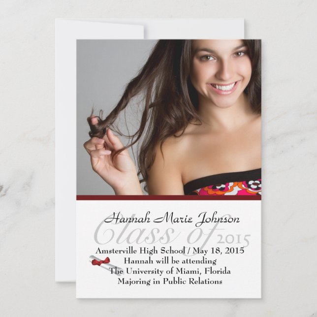 Red Ribbon Student Photo Announcement Meddelande (Framsida)