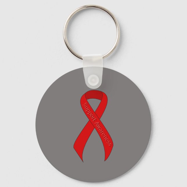 Red Ribbon Support Awareness Nyckelring (Framsida)