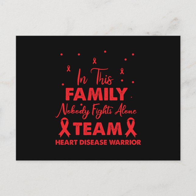 Red Ribbon Team Heart Disease Warrior Vykort (Framsida)