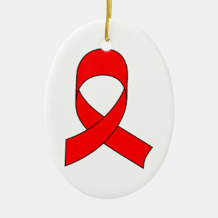 Red Ribbon Teckning Julgransprydnad Keramik