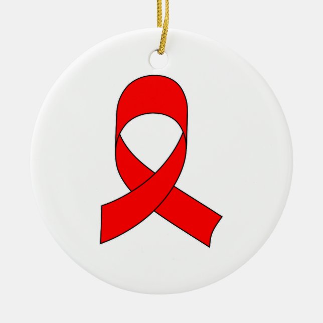 Red Ribbon Teckning Julgransprydnad Keramik (Framsidan)