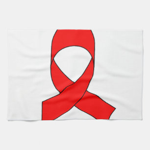 Red Ribbon Teckning Kökshandduk