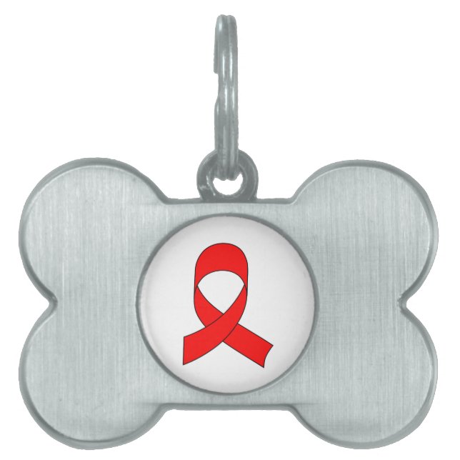 Red Ribbon Teckning Namnbricka Husdjur (Framsidan)