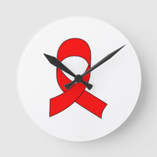 Red Ribbon Teckning Rund Klocka