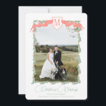 Red Ribbon Vapensköld Greenery Vintage julfoto Julkort<br><div class="desc">Red Ribbon Vapensköld Greenery Vintage jul Photo Helgdag Card. Det här vackra jullfotkortet har vattenfärgsgröna ytor med mjuk rosa och vapensköld som ram för ett foto. Det är perfekt om du är tittar för ett klassiskt,  söderut,  barnsligt julkort. Meddelande mig om du behöver justera eller matcha objekt:)</div>