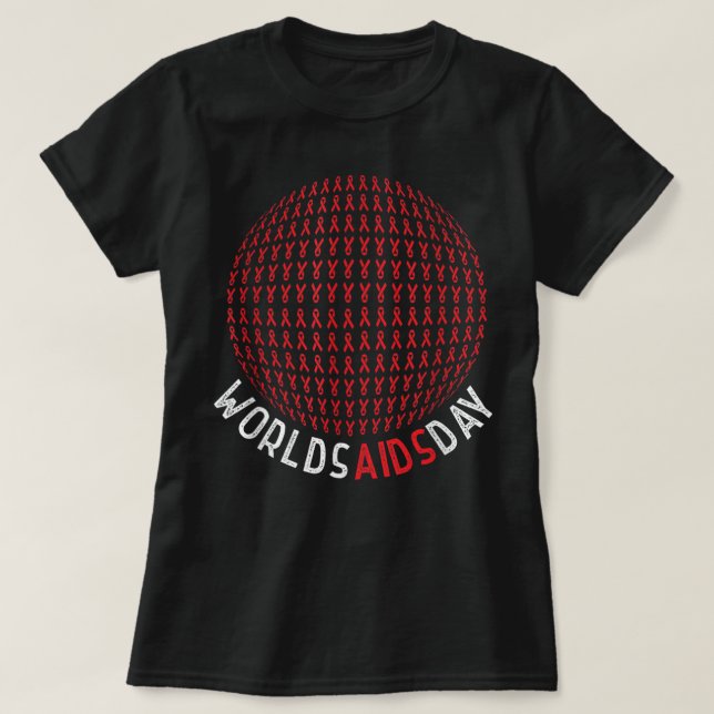 Red Ribbon Världsdagen för Aids om hiv-Aids T Shirt (Design framsida)