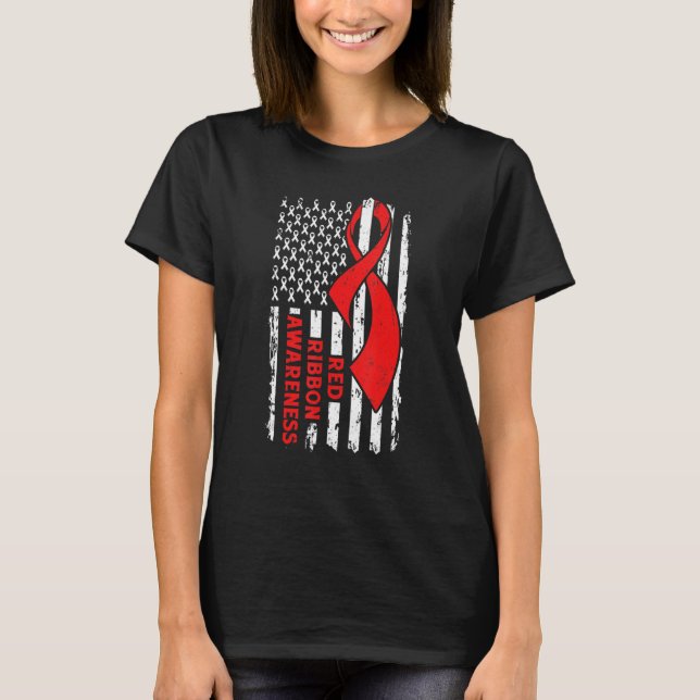Red Ribbon Week Awareness American Flagga Red Ribb T Shirt (Framsida)