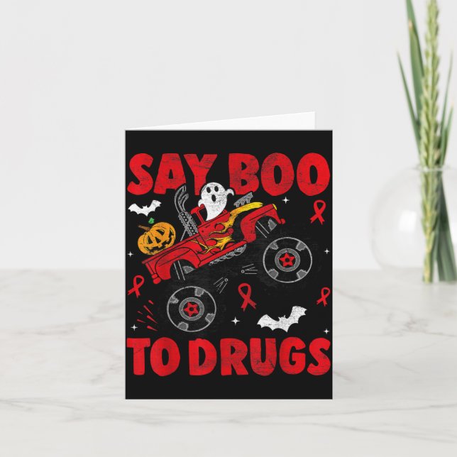 Red Ribbon Week Awareness Halloween Säg Boo Till Kort (Framsida)