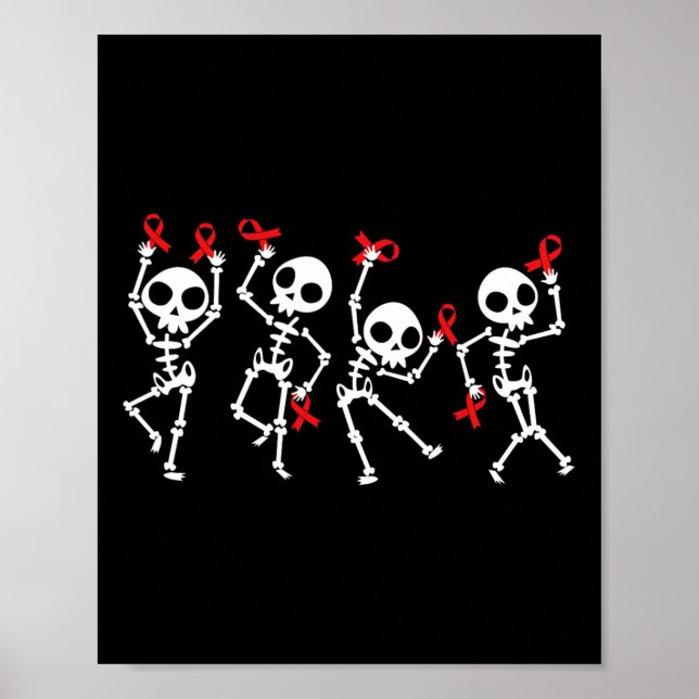 Red Ribbon Week Awareness Skeleton Halloween Women Poster (Framsidan)
