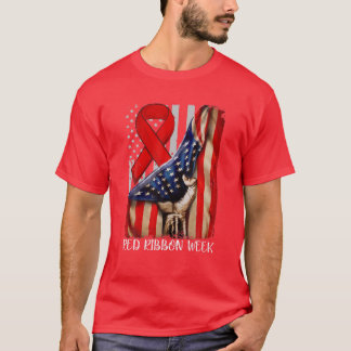 Red Ribbon Week Awareness Vintage American Flag Re T Shirt