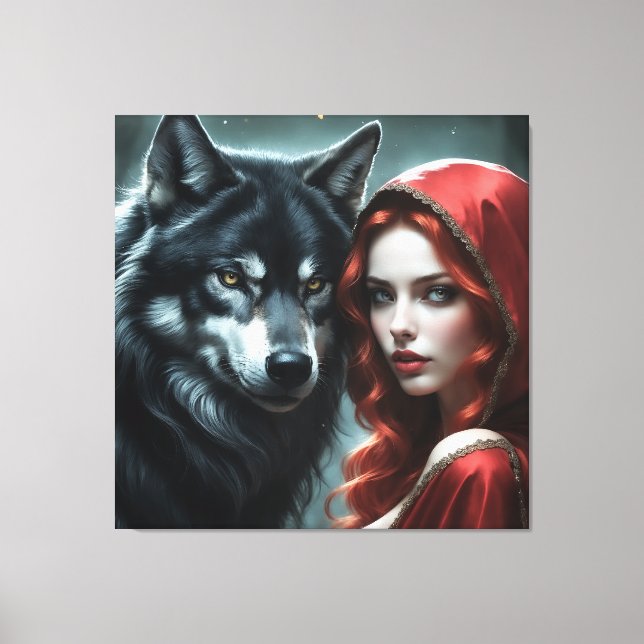 Red riding hood an his wolf  canvastryck (Framsida)