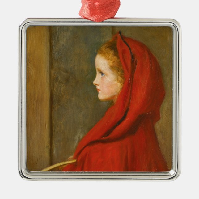 Red Riding Huva (av John Everett Millais) Julgransprydnad Metall (Framsidan)