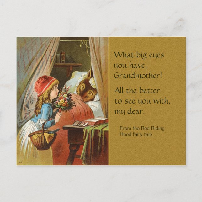 Red Riding Huva CC0204 Fairy Tale Postcard Vykort (Framsida)