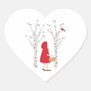 Red Riding Huva Hjärtformat Klistermärke