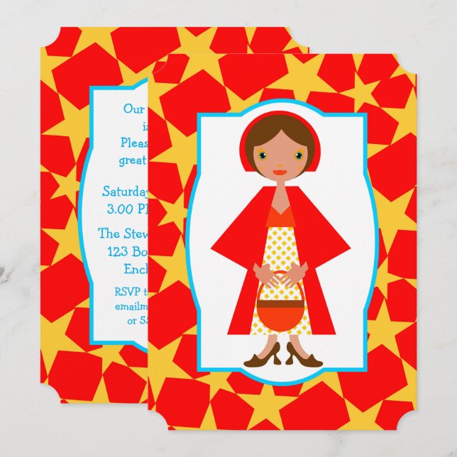 Red Riding Huva Inbjudningar (Fram/baksida)
