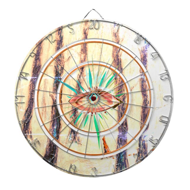 Red Riding Huva-like figur i en vinterskog Darttavla (Framsidan)