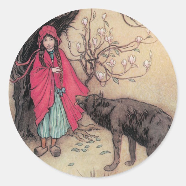 Red Riding Huva Runt Klistermärke (Framsida)