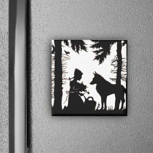 Red Riding Huva Silhouette Magnet