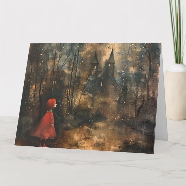 Red Riding Huva Storybook Stil Note Card Kort (Framsida)