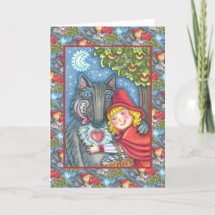 RED RIDING HUVA, VARGAR BEHÖVER HUGS FÖR VALENTINE HELGKORT
