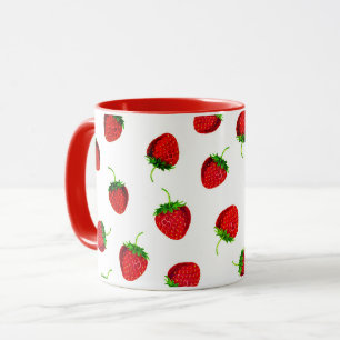 Red Ripe Strawberry Mönster Mugg