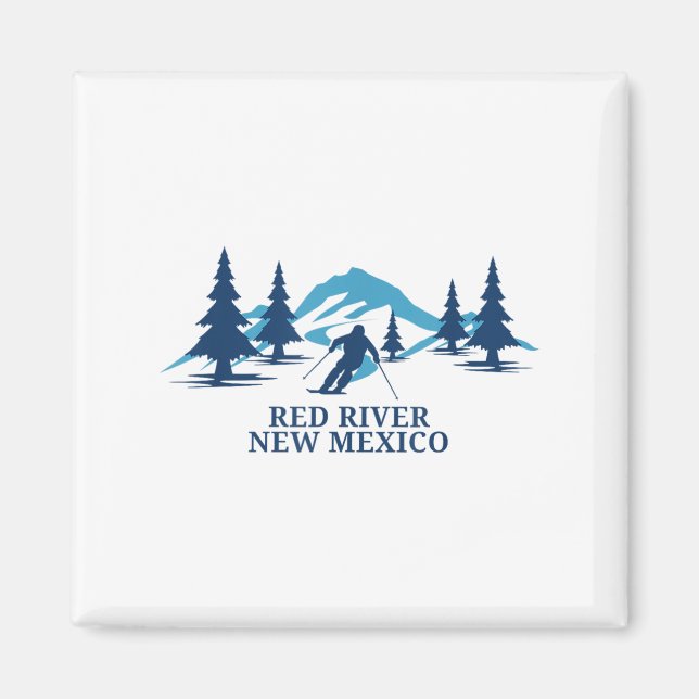 Red River New mexico Ski Resort Skiing Skier _1 Magnet (Framsidan)