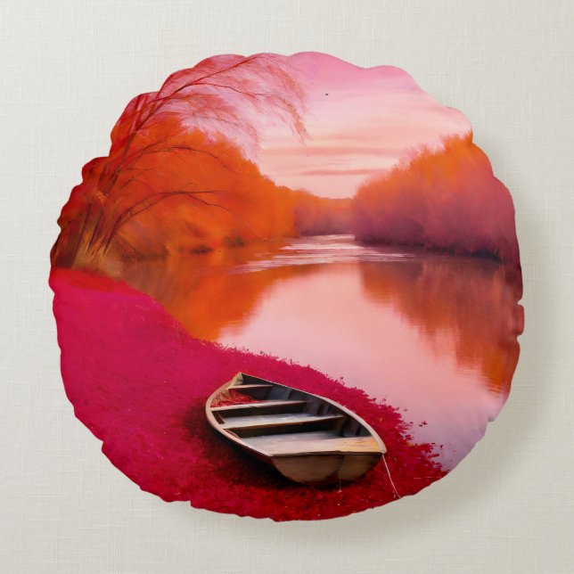 Red River Sunrise Rund Kudde (Framsidan)