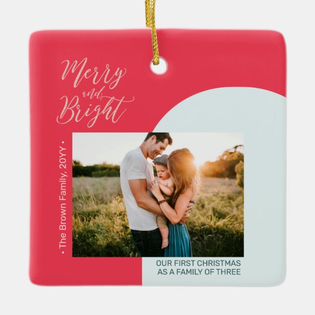 Red & Ro Guld Modern Photo Julfamilj Cera Julgransprydnad Keramik (Framsida)