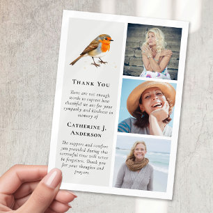 Red Robin Bird 3 Photo Sympathy Funeral Tack Kort