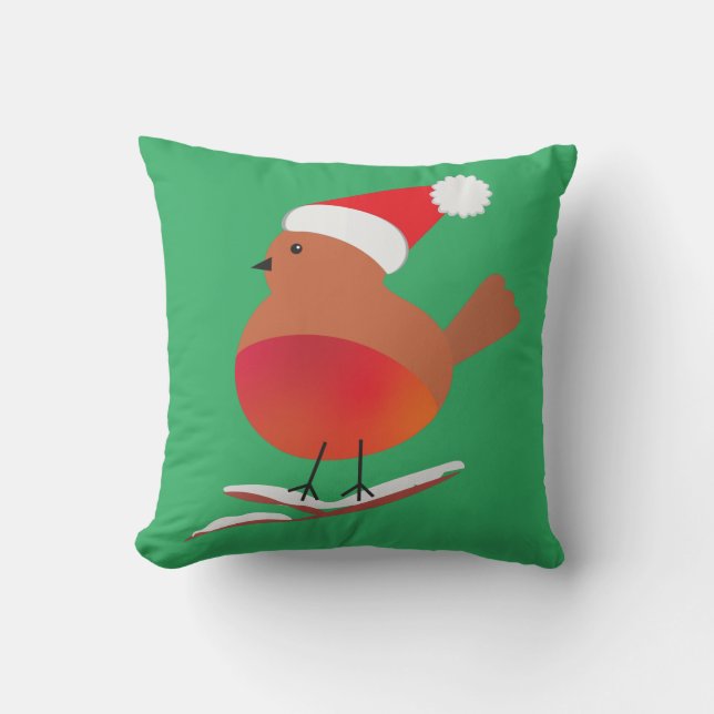 RED ROBIN BIRD CHRISTMAS DEKORATIV KUDDE (Framsida)