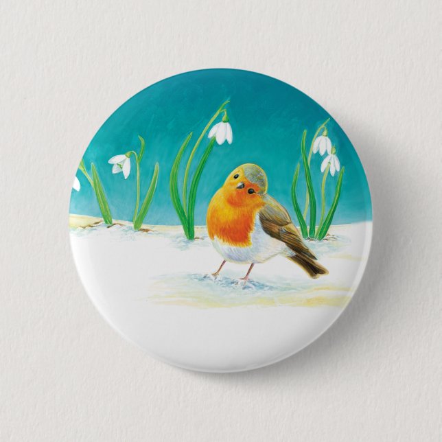 Red Robin Bird Illustration Knapp (Framsida)