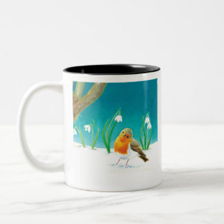 Red Robin Bird Illustration Två-Tonad Mugg